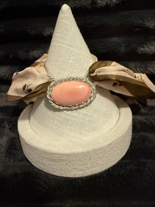 Pink Conch Shell Twilly Slide | Handmade Sterling Silver Scarf Charm | Coastal Luxe Accessory