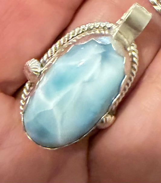 Larimar Pendant – Sterling Silver (925)