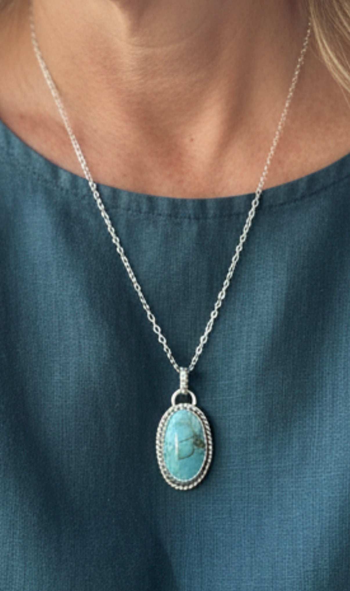Turquoise Pendant Sterling Silver 