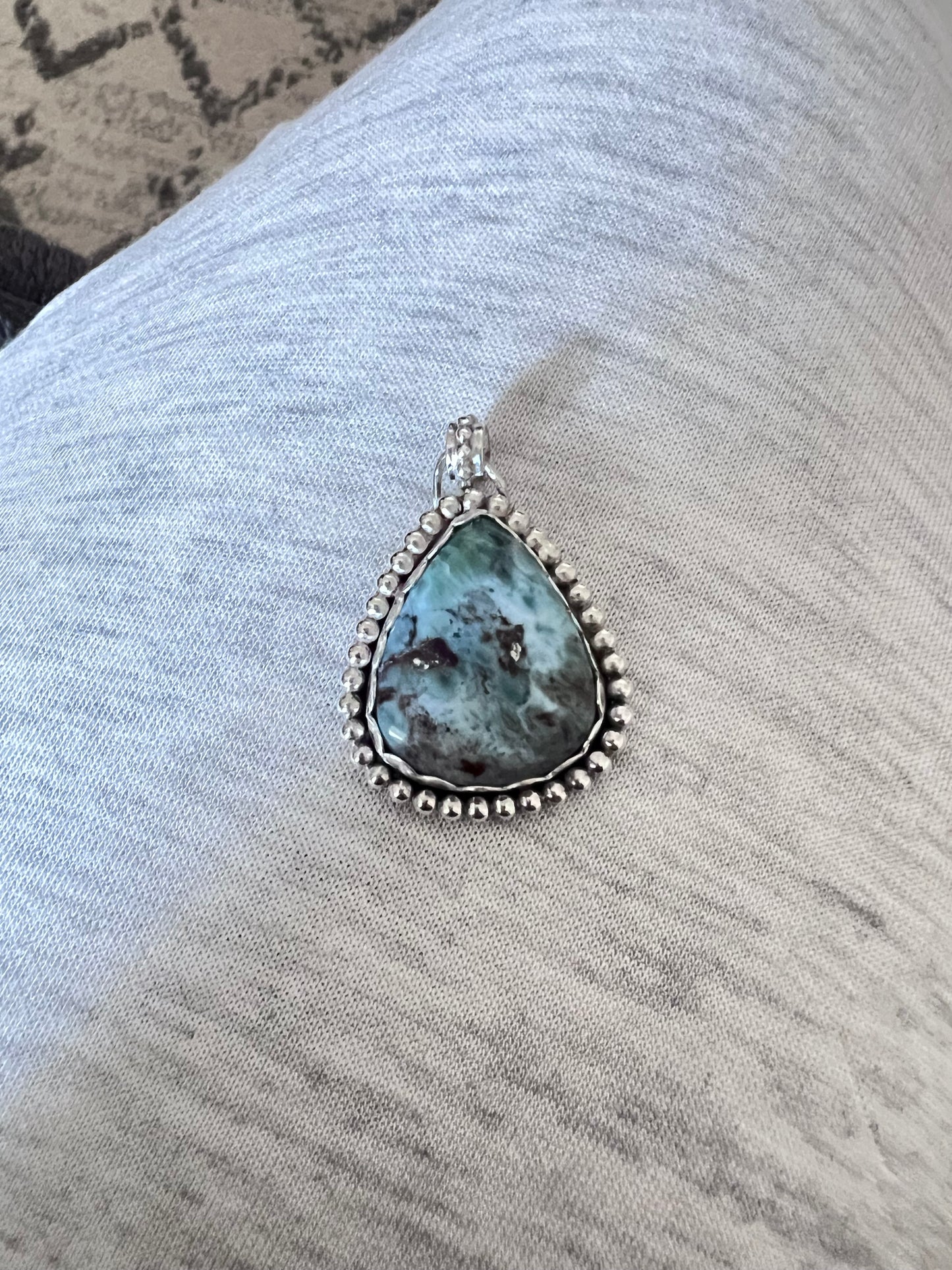 Turquoise Pendant, Sterling Silver