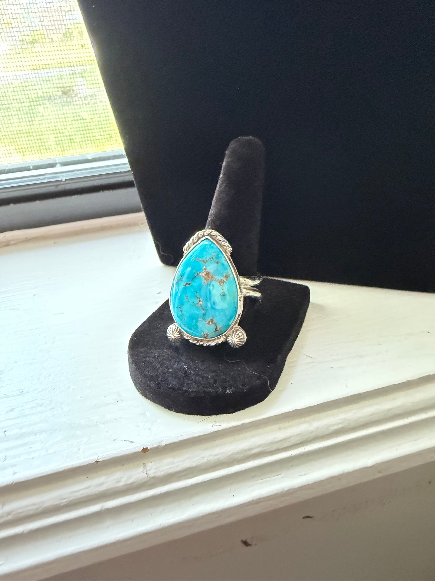 Turquoise -Kingman Ring Sz 10 adjustable
