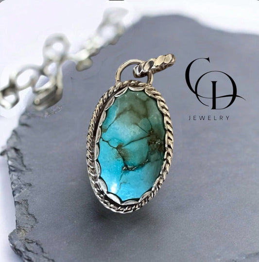 Turquoise Pendant Sterling Silver 