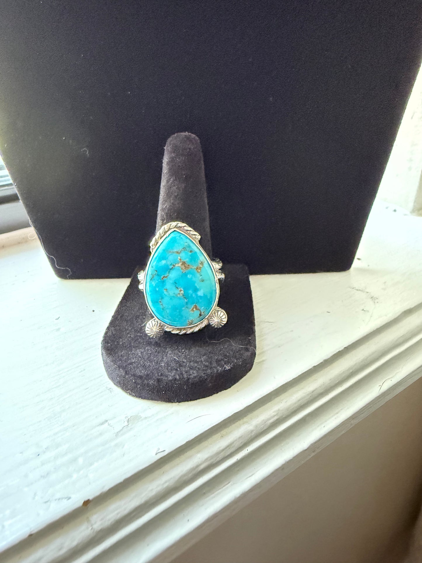 Turquoise -Kingman Ring Sz 10 adjustable