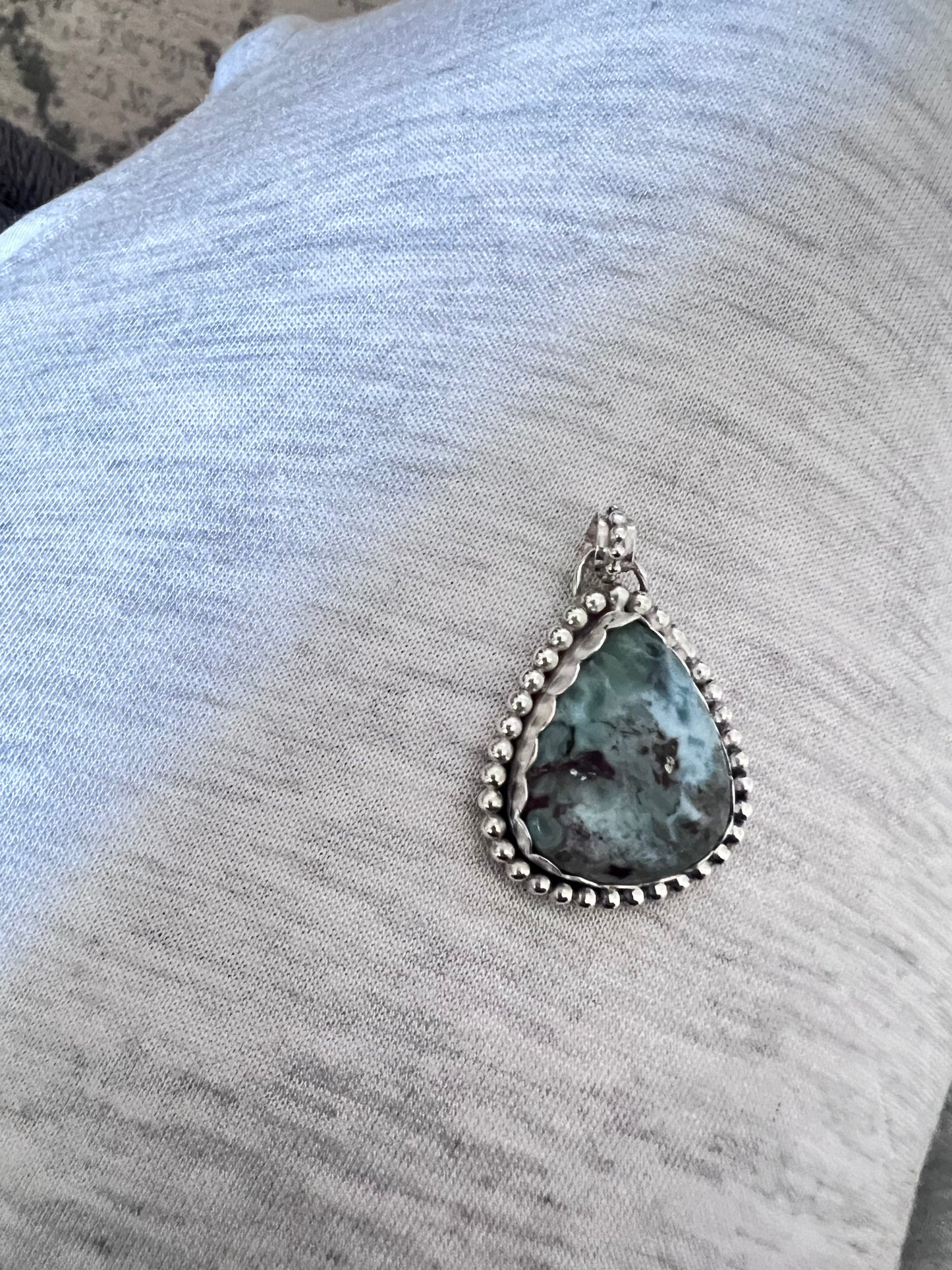 Turquoise Pendant, Sterling Silver
