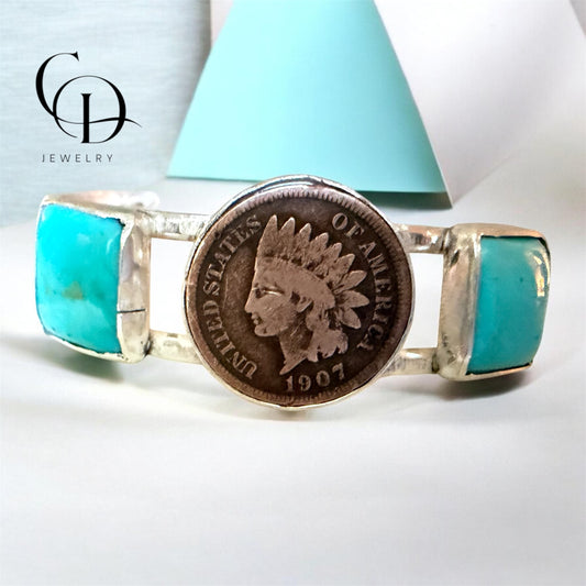 Bracelet / Coin 1907 w Turquoise Accents