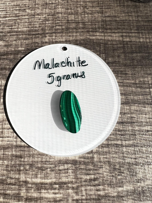 Emerald Green Malachite Cabochon - Polished Stone for Jewelry, 5 grams